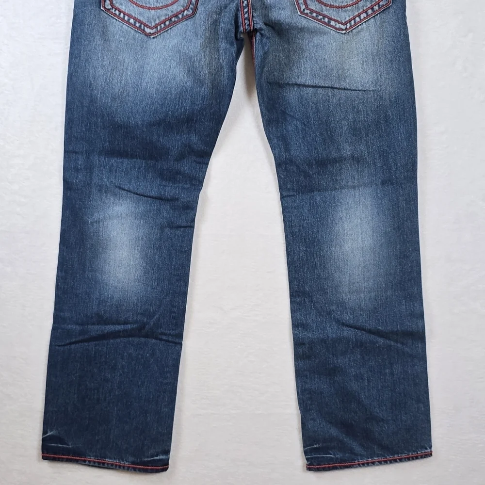 True Religion Ricky Exposed Red Chainstitch Straight Flap Jeans Men's Sz. 36